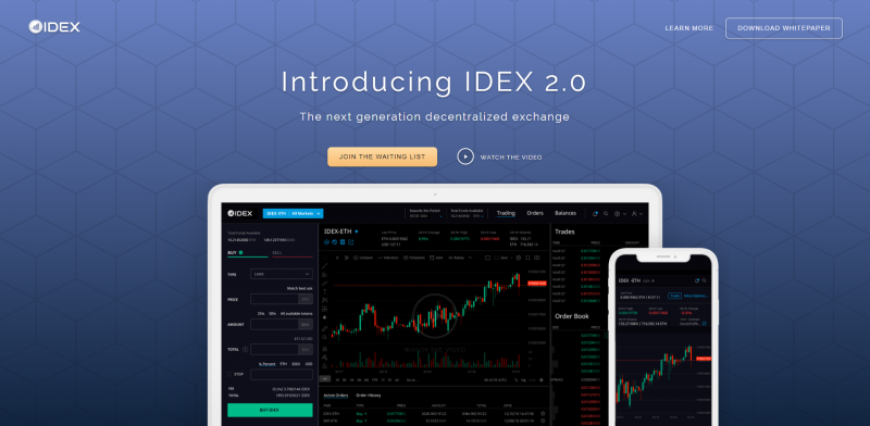 分散型取引所IDEXが新たなUI/UXを実装した「IDEX2.0」を発表